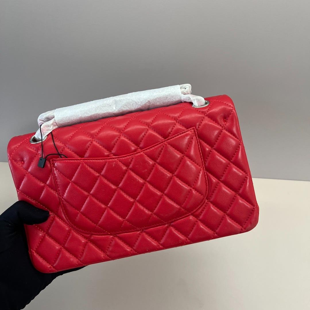 Lambskin Quilted Small Double Flap Red