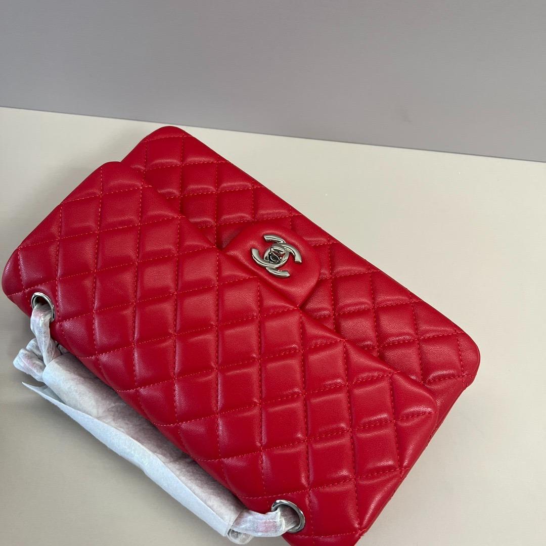 Lambskin Quilted Small Double Flap Red