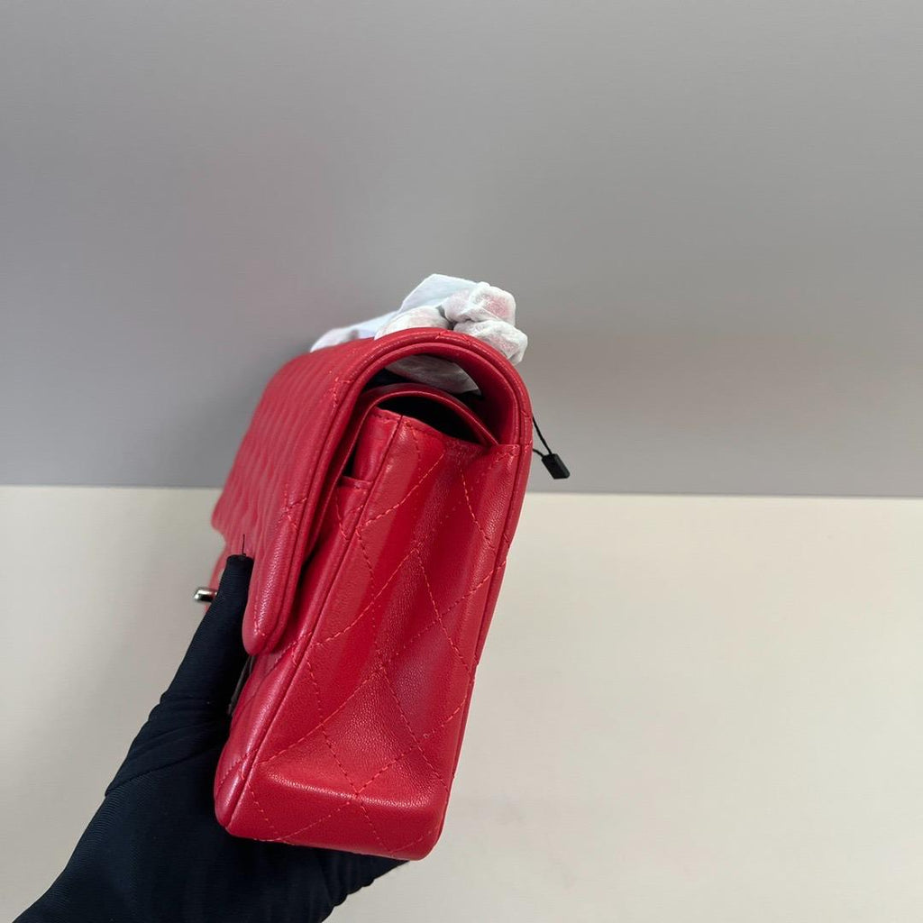 Lambskin Quilted Small Double Flap Red