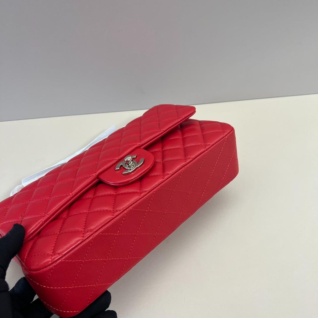 Lambskin Quilted Small Double Flap Red