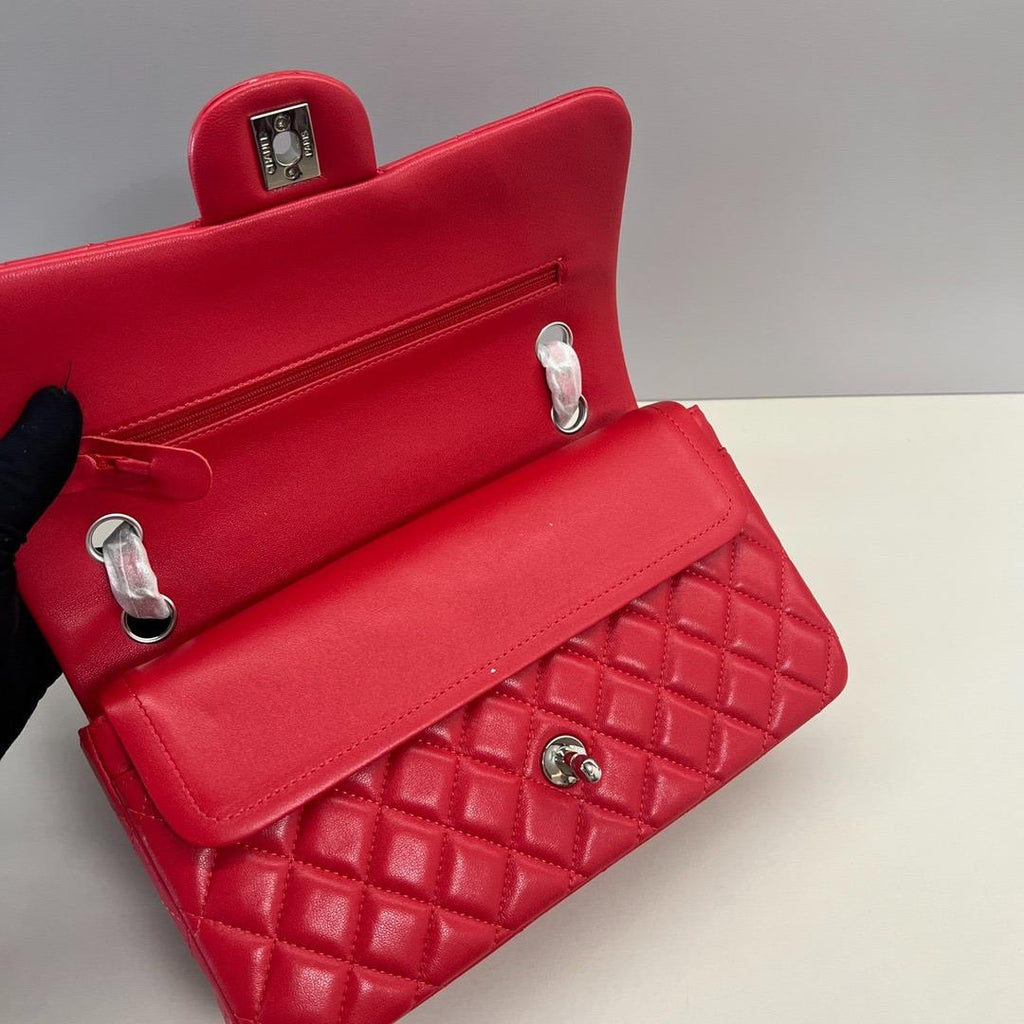 Lambskin Quilted Small Double Flap Red