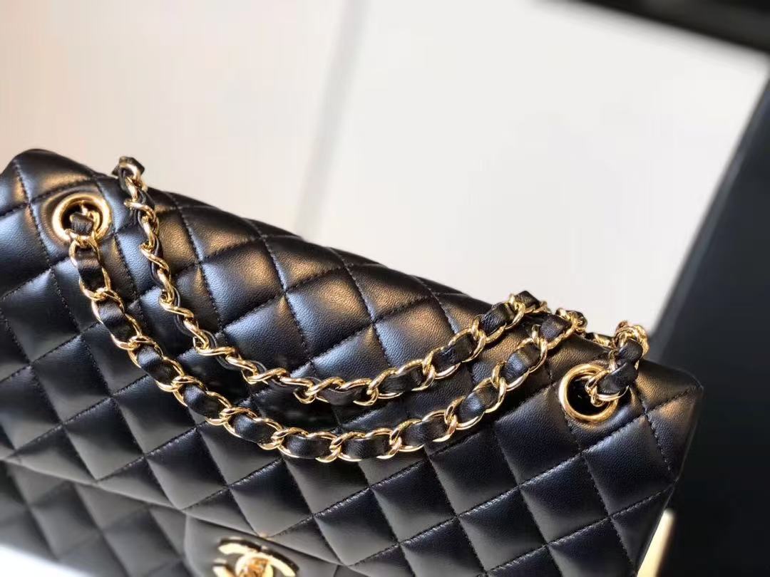 Lambskin Quilted Small Double Flap Black