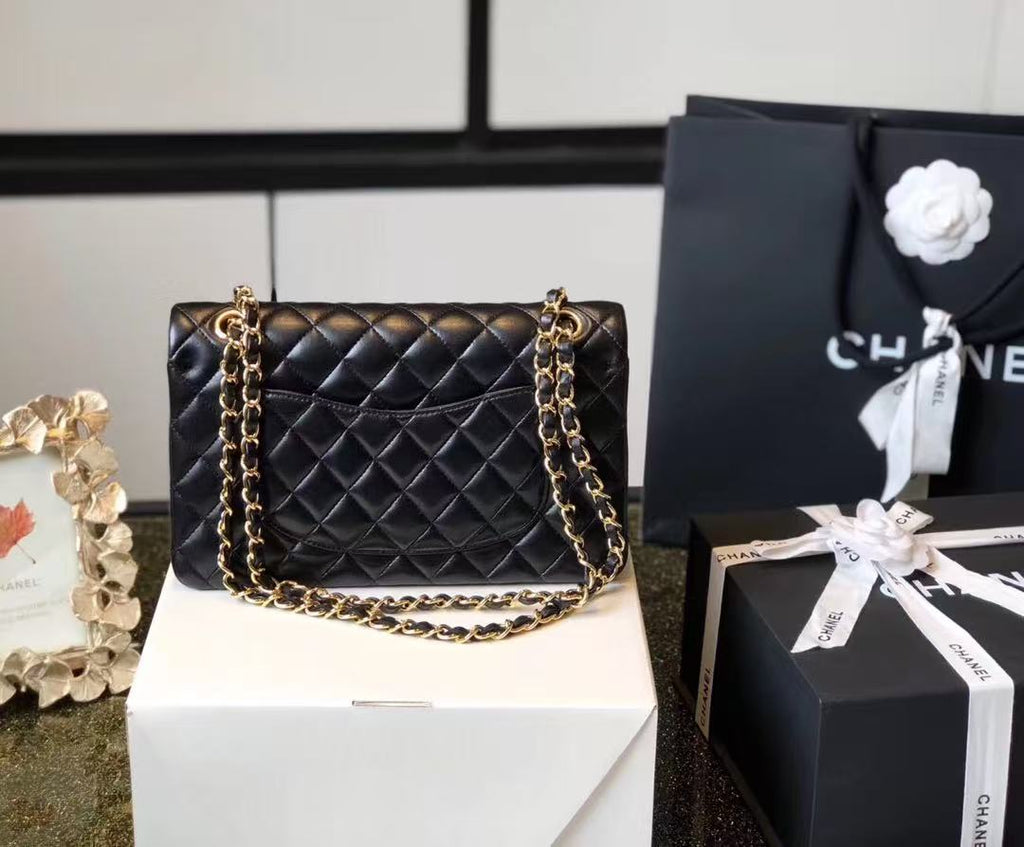 Lambskin Quilted Small Double Flap Black